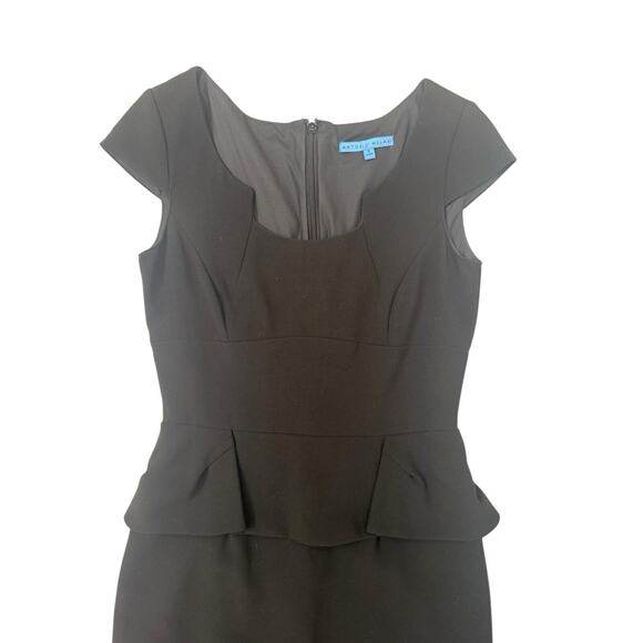 Antonio Melani Olive Green Peplum Sheath Dress Sz 2 Cap Sleeve Career Dress - Picture 2 of 5